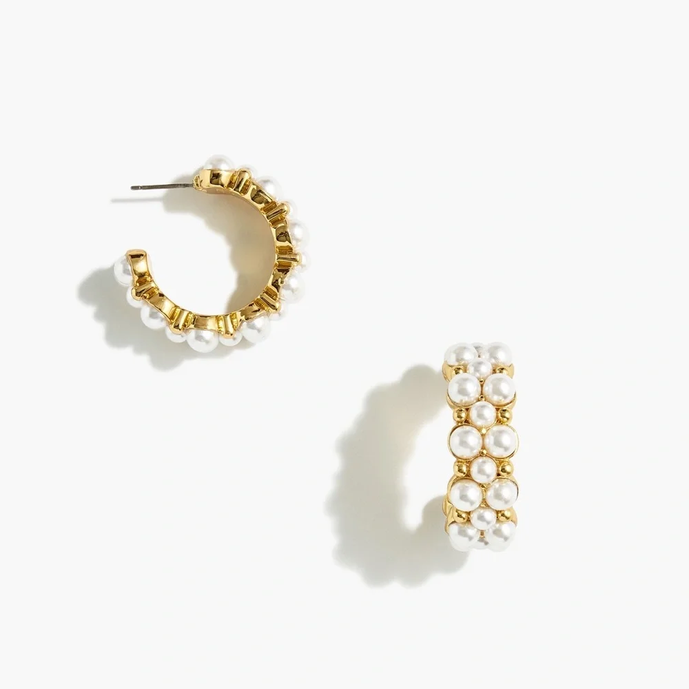 Jcrew multipearl hoop earrings new